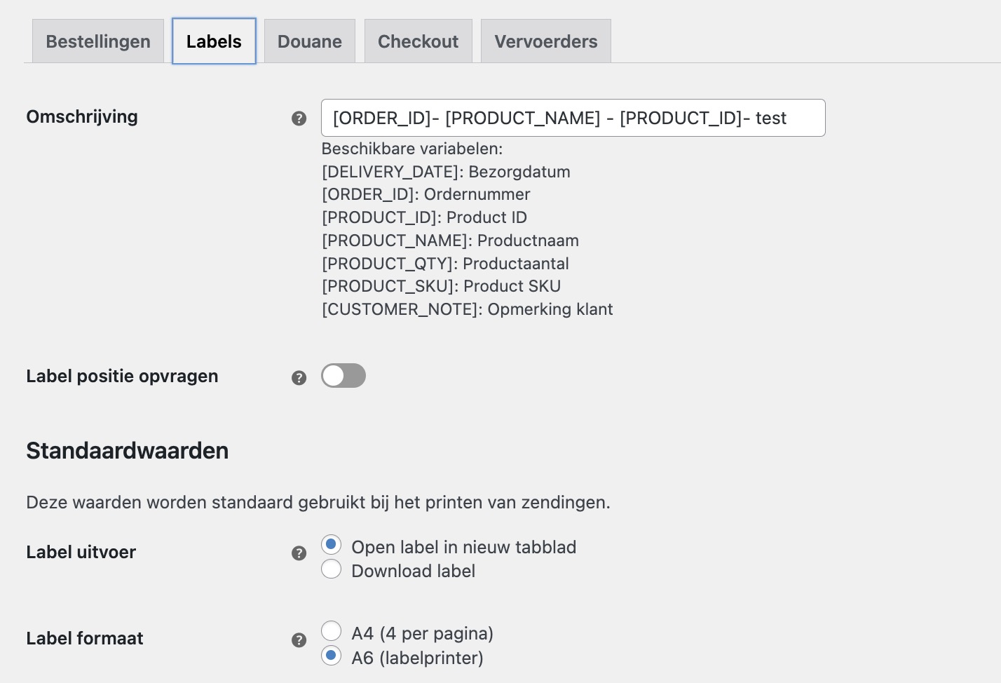 MyParcel WooCommerce plugin labels